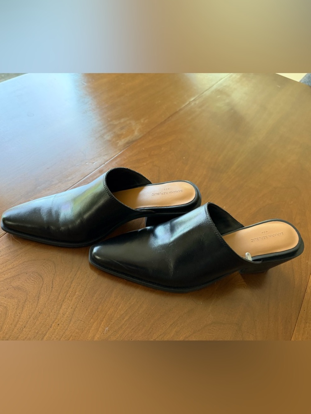 Banana Republic Black Pointed Leather Mules